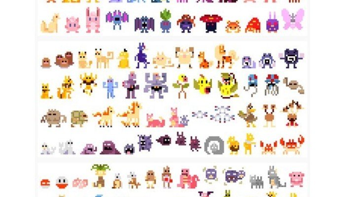 Los 151 primeros pokémon en versión pixelada
