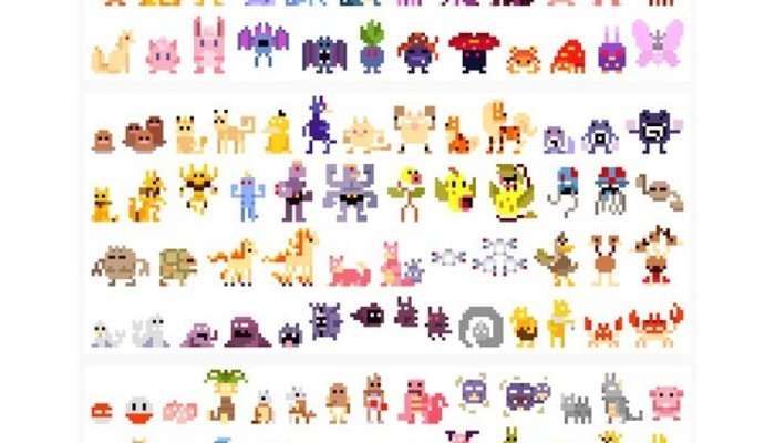 Los 151 primeros pokémon en versión pixelada