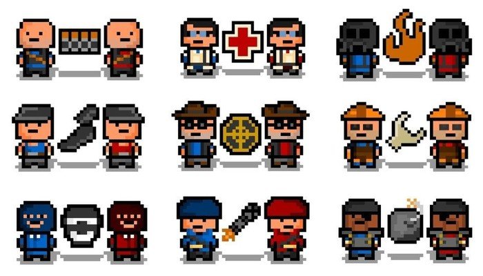 Versiones pixeladas de las clases de TF2